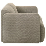 Dorset Brown Fabric Upholstered Round Track Arm Loveseat - Ornate Home