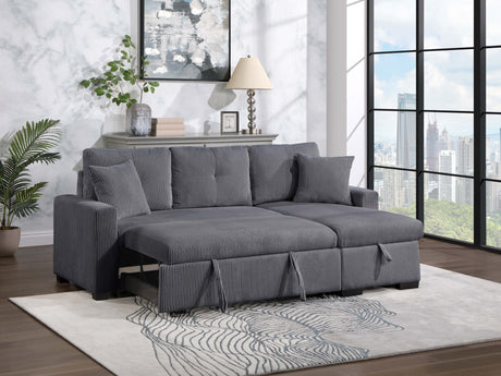 Dorset Dark Gray Pull Out Sofa Bed w/ Reversible Storage Chaise - Ornate Home