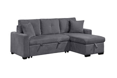 Dorset Dark Gray Pull Out Sofa Bed w/ Reversible Storage Chaise - Ornate Home
