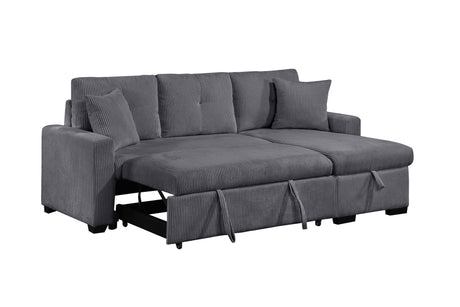 Dorset Dark Gray Pull Out Sofa Bed w/ Reversible Storage Chaise - Ornate Home
