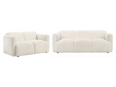 Dorset White 2-piece Upholstered Round Track Arm Sofa Set - Ornate Home