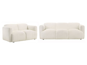 Dorset White 2-piece Upholstered Round Track Arm Sofa Set - Ornate Home