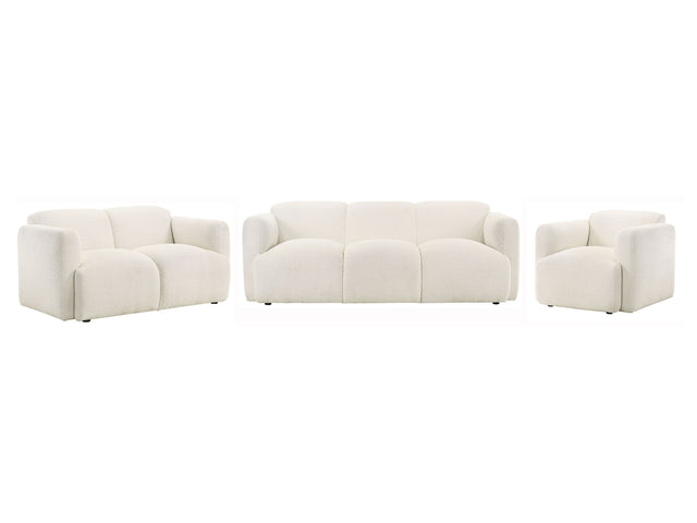 Dorset White 3-piece Upholstered Round Track Arm Sofa Set - Ornate Home