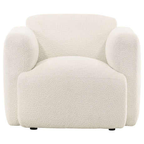 Dorset White Fabric Upholstered Round Track Arm Accent Chair - Ornate Home