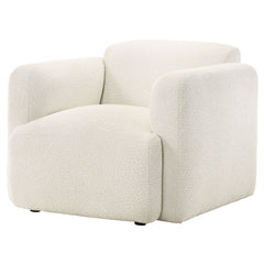 Dorset White Fabric Upholstered Round Track Arm Accent Chair - Ornate Home