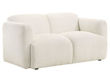 Dorset White Fabric Upholstered Round Track Arm Loveseat - Ornate Home