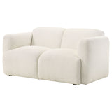 Dorset White Fabric Upholstered Round Track Arm Loveseat - Ornate Home