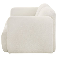 Dorset White Fabric Upholstered Round Track Arm Loveseat - Ornate Home