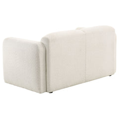 Dorset White Fabric Upholstered Round Track Arm Loveseat - Ornate Home