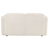 Dorset White Fabric Upholstered Round Track Arm Loveseat - Ornate Home