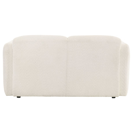 Dorset White Fabric Upholstered Round Track Arm Loveseat - Ornate Home