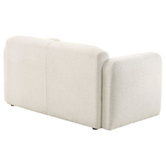 Dorset White Fabric Upholstered Round Track Arm Loveseat - Ornate Home