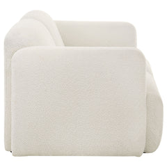 Dorset White Fabric Upholstered Round Track Arm Loveseat - Ornate Home