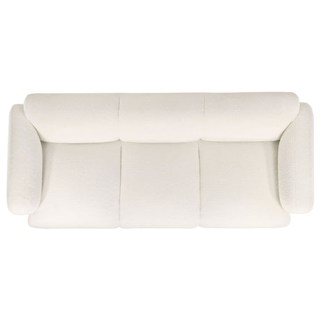Dorset White Fabric Upholstered Round Track Arm Sofa - Ornate Home