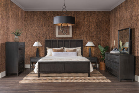 Dorsey Basalt Grey California King Wooden Panel Bed - Ornate Home