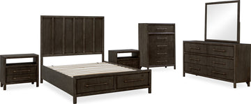 Dorsey Basalt Grey California King Wooden Two Drawer Storage Bed - Ornate Home