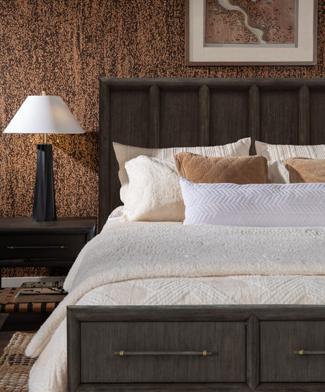 Dorsey Basalt Grey California King Wooden Two Drawer Storage Bed - Ornate Home