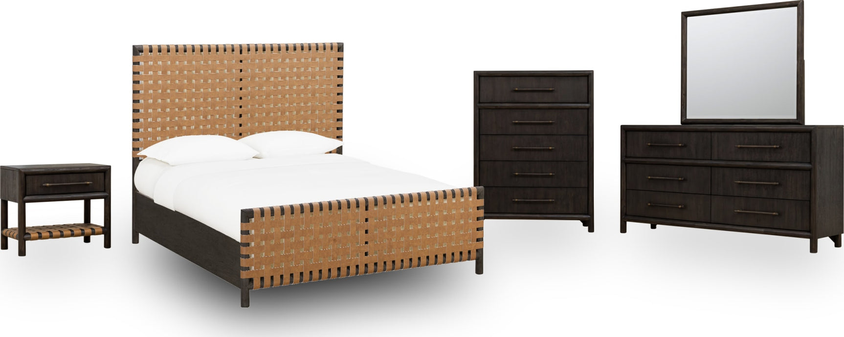 Dorsey Basalt Grey/Ginger California King Woven Panel Bed - Ornate Home