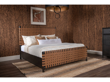 Dorsey Basalt Grey/Ginger King Woven Panel Bed - Ornate Home