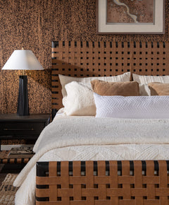 Dorsey Basalt Grey/Ginger King Woven Panel Bed - Ornate Home