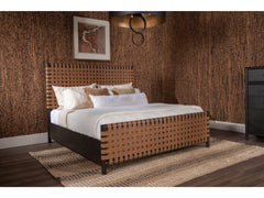 Dorsey Basalt Grey/Ginger Queen Woven Panel Bed - Ornate Home