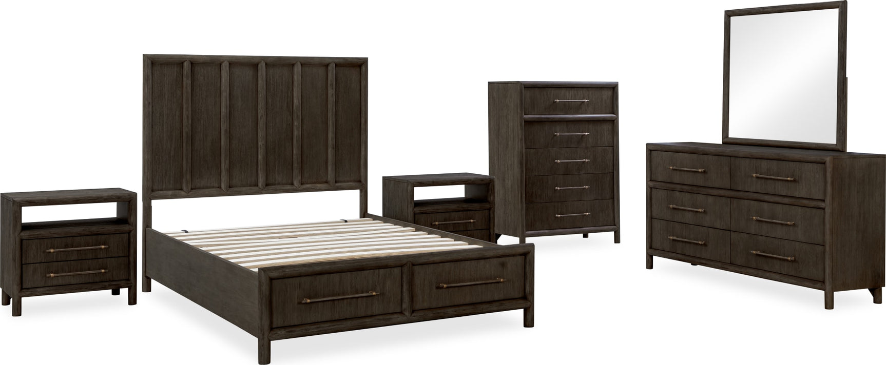 Dorsey Basalt Grey King Wooden Two Drawer Storage Bed - Ornate Home