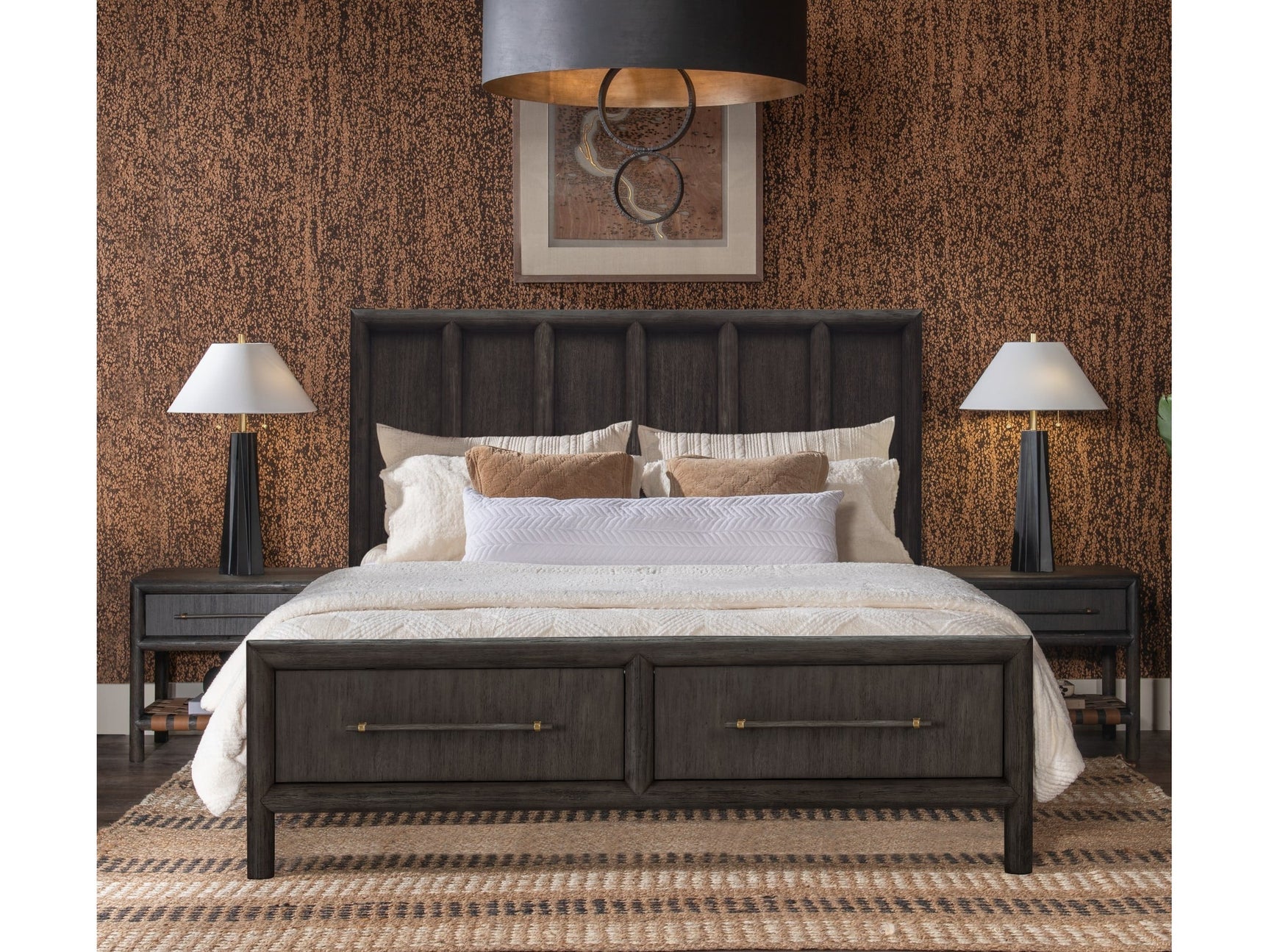 Dorsey Basalt Grey King Wooden Two Drawer Storage Bed - Ornate Home