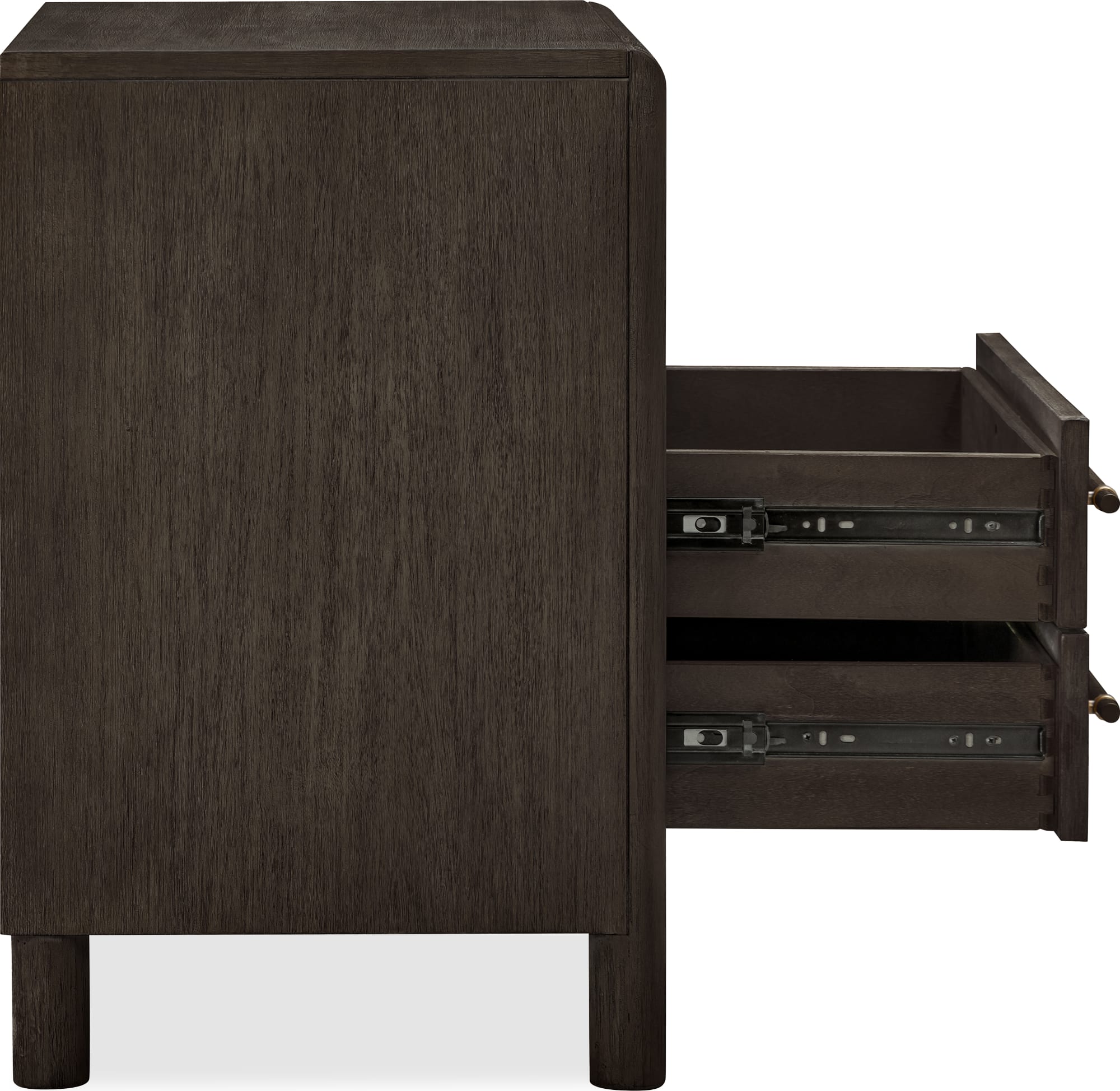 Dorsey Two Drawer USB-charging Nightstand in Basalt Grey — Modus Furniture