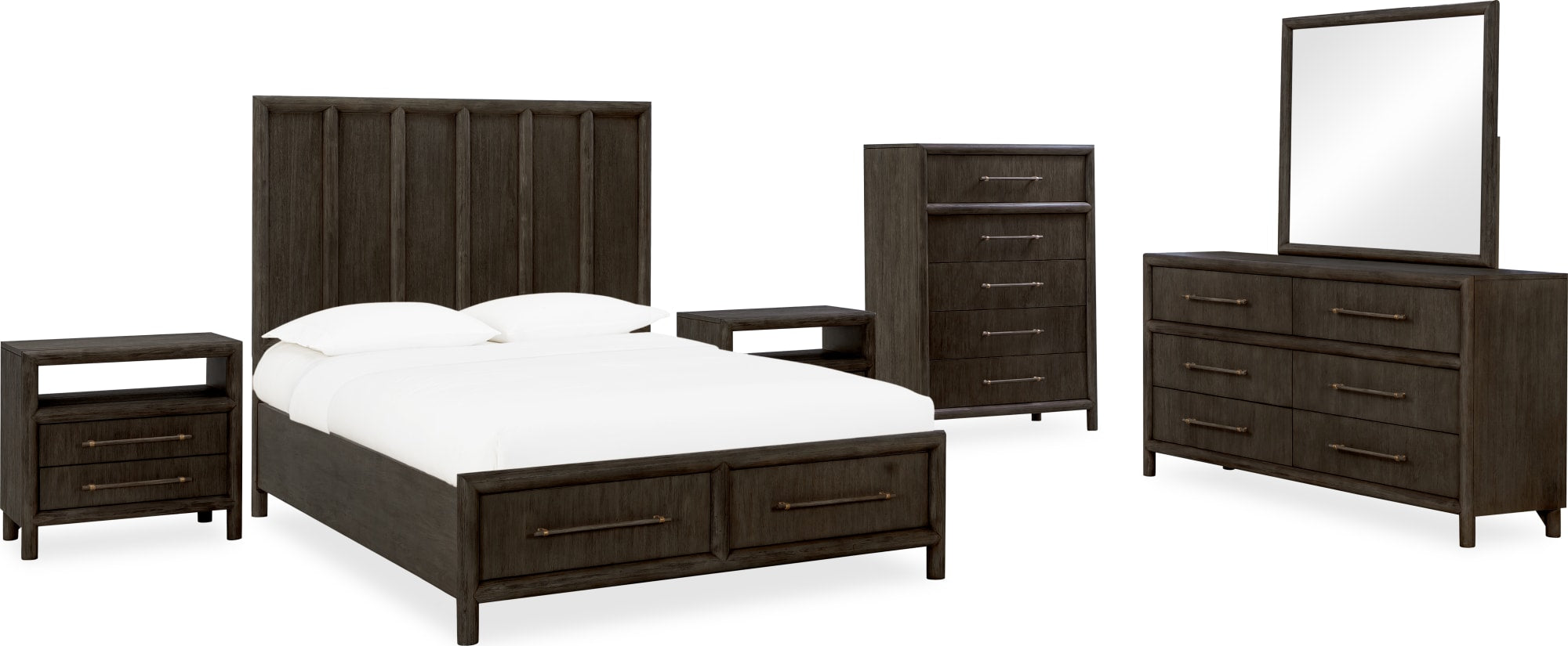 Dorsey Two Drawer USB-charging Nightstand in Basalt Grey — Modus Furniture
