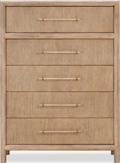 Dorsey Granola Five Drawer Chest - Ornate Home