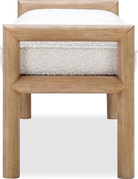 Dorsey Granola/Ricotta Boucle Upholstered Wooden Bench - Ornate Home