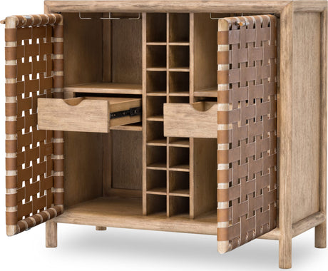 Dorsey Granola Woven Bar Cabinet - Ornate Home