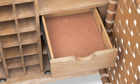 Dorsey Granola Woven Bar Cabinet - Ornate Home