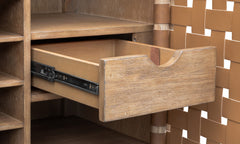 Dorsey Granola Woven Bar Cabinet - Ornate Home