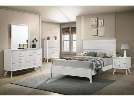 Dortmund White 5 Pc. Queen Bedroom Set w/ 2NS - Ornate Home