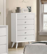 Dortmund White 5 Pc. Queen Bedroom Set w/ Chest - Ornate Home