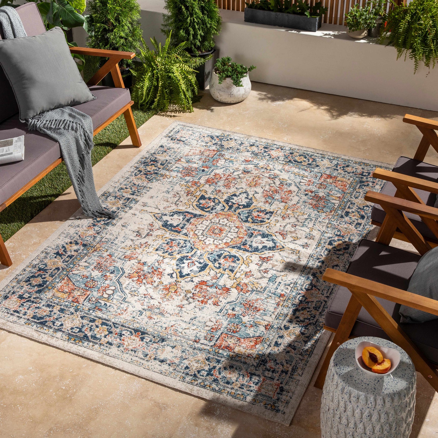 Dorval Traditional Outdoor Rug - Ornate Home