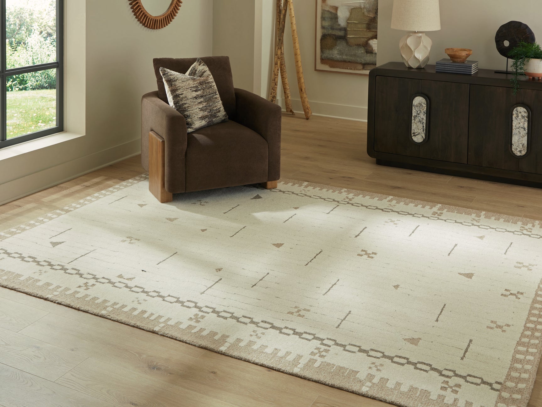 Dot Cream/Brown/Taupe Large Rug - Ornate Home