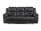 Double Black Reclining Sofa - Ornate Home