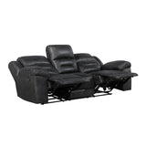 Double Black Reclining Sofa - Ornate Home