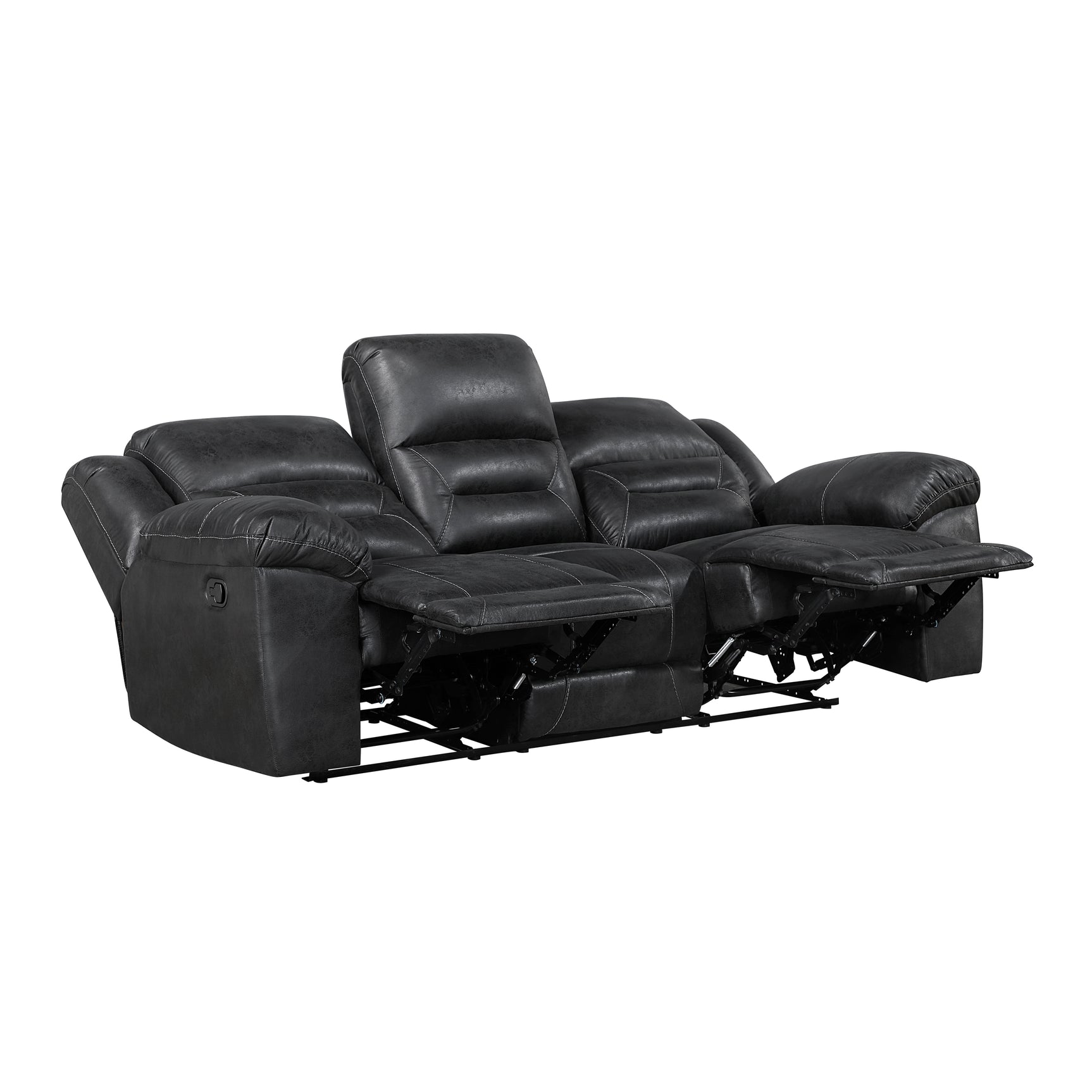 Double Black Reclining Sofa - Ornate Home
