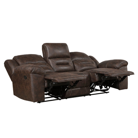 Double Brown Reclining Sofa - Ornate Home