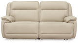 Double Deal Almond 2-Piece Power Reclining Loveseat Sectional (Online Special Price) - Ornate Home