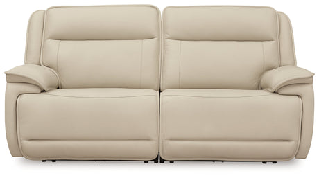 Double Deal Almond 2-Piece Power Reclining Loveseat Sectional - Ornate Home