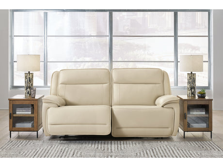 Double Deal Almond 2-Piece Power Reclining Loveseat Sectional - Ornate Home