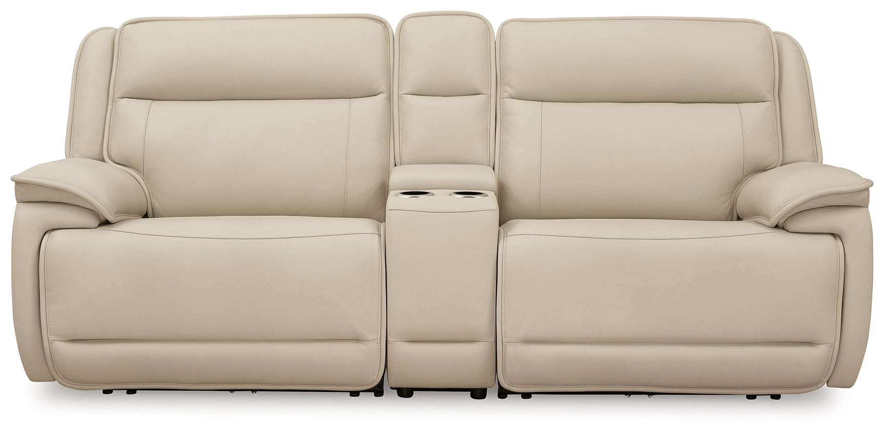 Double Deal Almond 2-Piece Power Reclining Loveseat Sectional with Console (Online Special Price) - Ornate Home