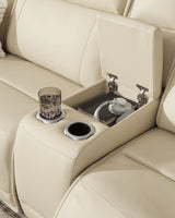 Double Deal Almond 2-Piece Power Reclining Loveseat Sectional with Console - Ornate Home