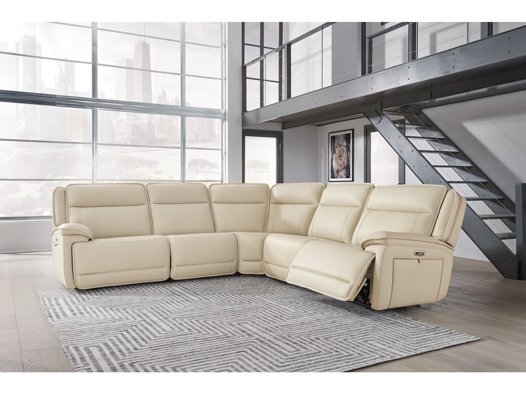 Double Deal Almond 5-Piece Power Reclining Sectional (Online Special Price) - Ornate Home