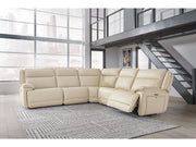 Double Deal Almond 5-Piece Power Reclining Sectional (Online Special Price) - Ornate Home