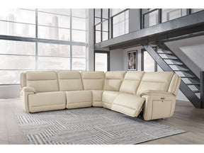 Double Deal Almond 5-Piece Power Reclining Sectional (Online Special Price) - Ornate Home